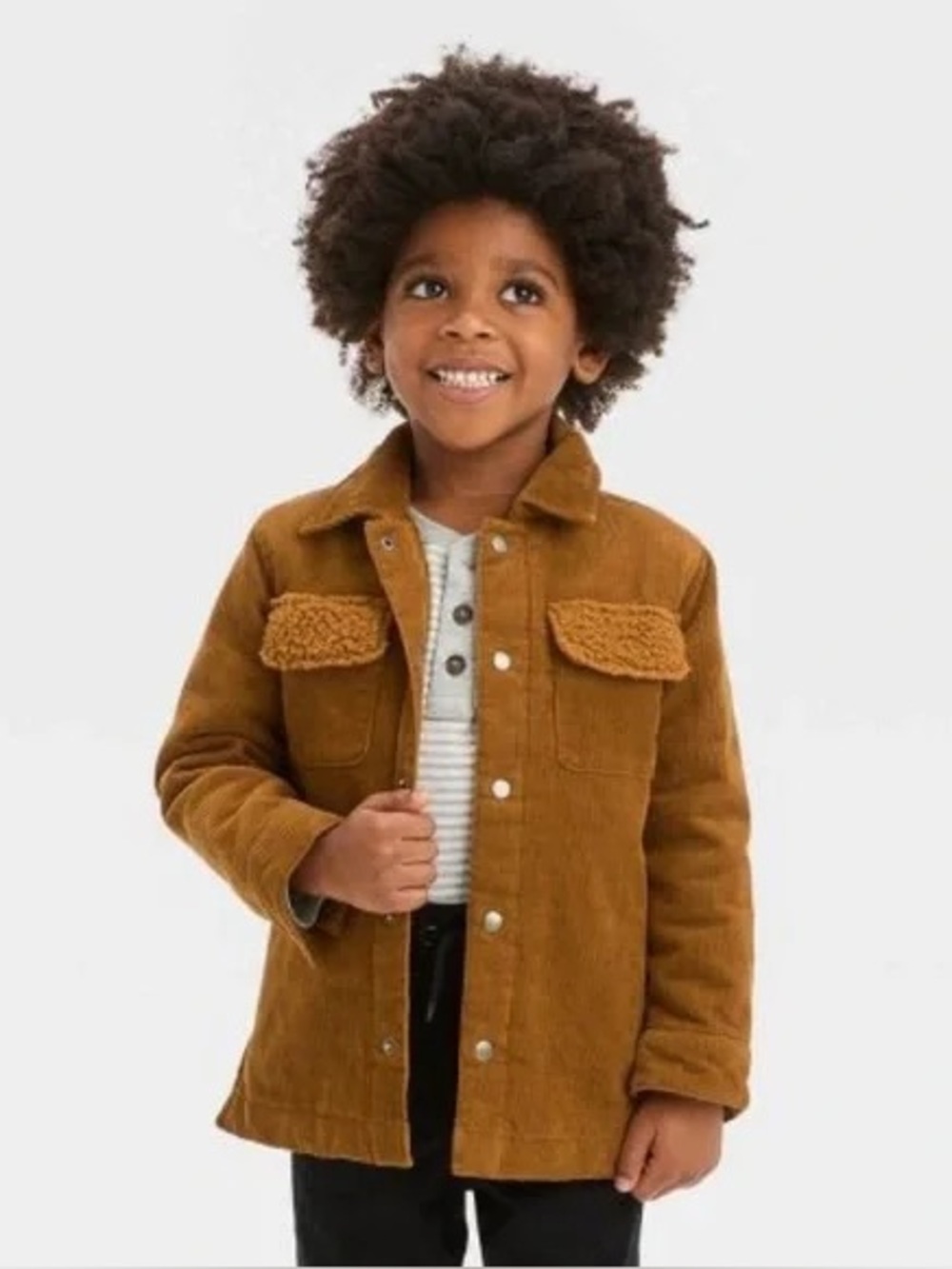 Cat & Jack Kids' Corduroy Jacket with Sherpa-Flap Pockets - Brown 5T